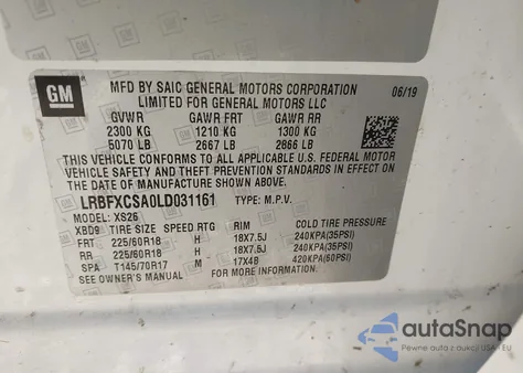 2020 Buick Envision Fwd Essence z USA, uszkodzony, nr VIN LRBFXCSA0LD031161